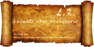 Leimdörfer Krisztofer névjegykártya