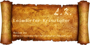 Leimdörfer Krisztofer névjegykártya